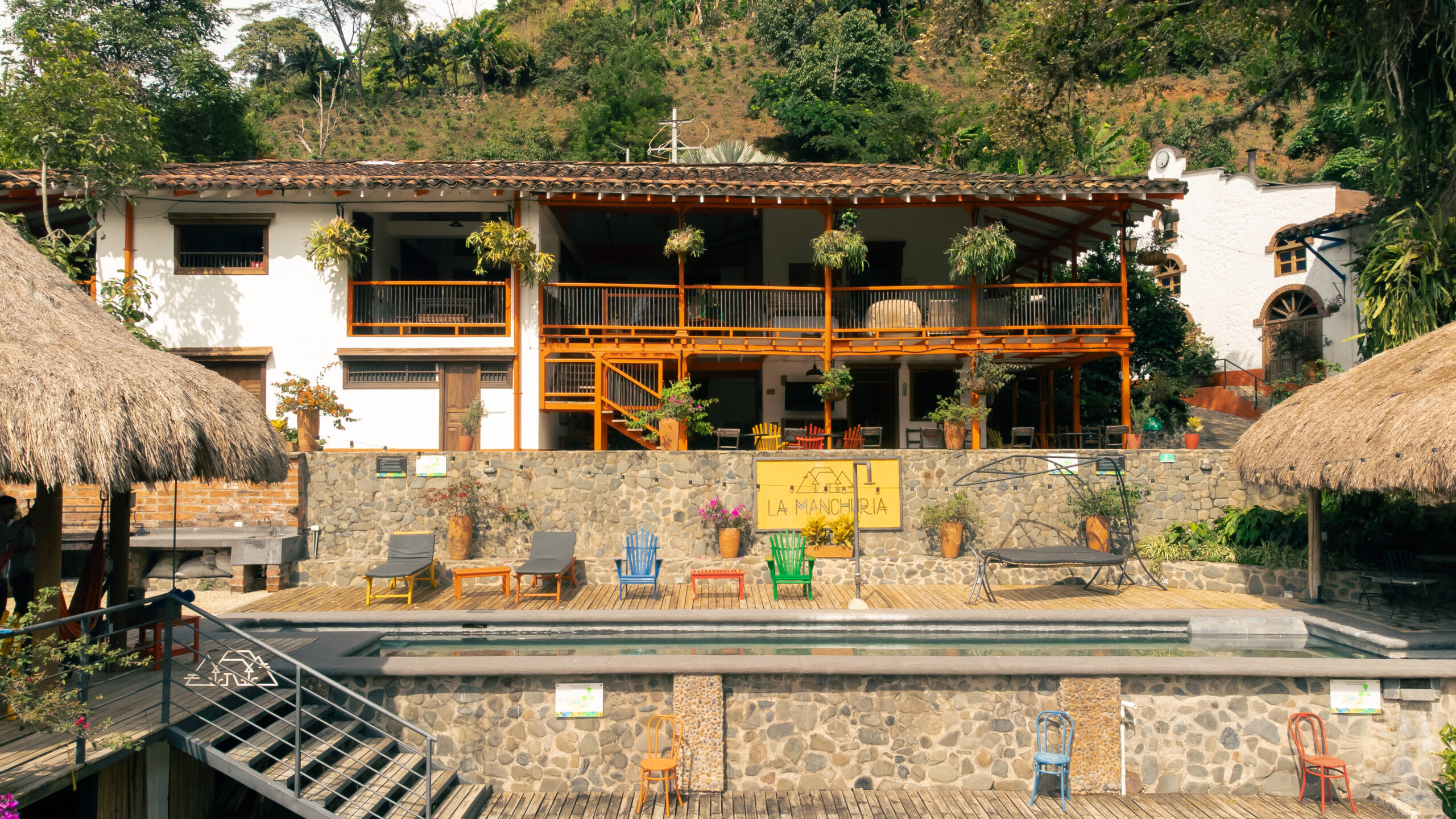 Swimming pool overlooking mountains